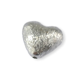 10 mm Børstet buttet hjerte i sterling sølv